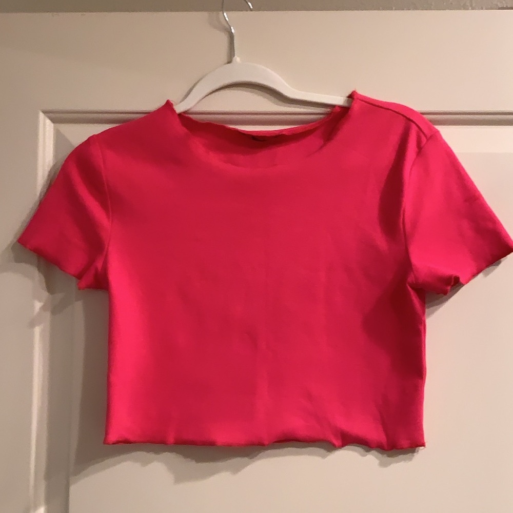 Hot pink crop top from Zara